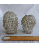 Two Antique Crystal Glass Beaded Light Bulb Covers Victorian Era - $49.95