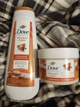 Dove Holiday Treats Cinnamon Pumpkin Pie BODY WASH &amp; SCRUB LOT Limited E... - £30.36 GBP