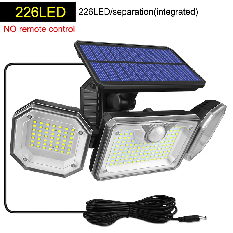 Solar Flood Lights Outdoor 218/226LED IP65 Waterproof Solar Lamp 3 Head ... - £117.09 GBP