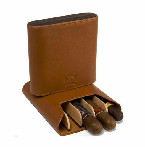 The &quot;Show Band&quot; 5 Cigar Case - Sunrise Tan and Macassar Ebony - $179.00