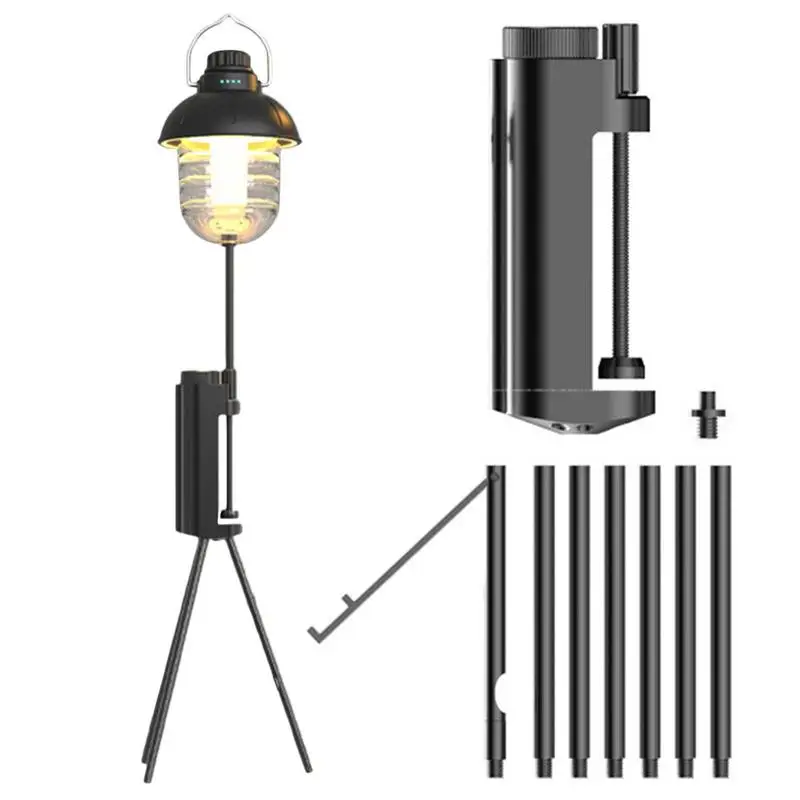 Outdoor Camping Hiking Aluminum Alloy Foldable Lamp Post Pole Portable Fishing - £27.17 GBP+