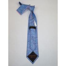 Mens Steven Land 100% Woven Silk Big Knot Tie and Hankie Set BW2436-16 Blue image 3