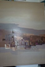 Large Vintage Signed Oil Painting, Town Landscape, 76 x 101 cm - £72.90 GBP