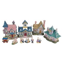  Lighted Easter Bunny Village Toy Shop Bakery Train Station Church Set in Box - £23.92 GBP