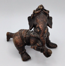 Vintage Bronze Crawling Baby Bal Ganesha Hindu Elephant Head God of beginnings - £29.20 GBP