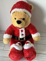 Disney Store Winnie The Pooh Plush Wearing Santa Pajamas &amp; Slippers 14” ... - £9.09 GBP