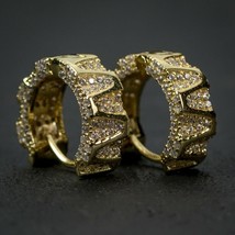 Vintage Homme Imitation Diamant Huggies Créole Eaarings 14k or Jaune Plaqué - £48.61 GBP