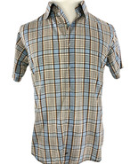 ANCHOR BLUE Men&#39;s Shirt Short Sleeve Plaid Button Up Blue Brown Sz M - £21.51 GBP