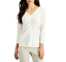 JPR Studio Womens XS Whisper White Ruched V Neck Long Sleeve Top NWT F25 - £15.69 GBP