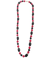 VTG Red Black Bead Classic Style Retro Necklace Granny Gold Accent Clasp... - $25.86 CAD