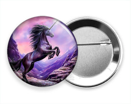 Whimsical Fantasy Black Unicorn Horse Pin Pinback Button Animal Lover Gift Idea - £9.81 GBP+