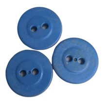 Lot 3 Medium Buttons Vintage Medium Blue 19 mm Diameter 2 Hole Flat - $4.75