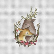 Love Cross stitch Woodland pattern pdf - Deer Couple Embroidery fairy chart - £3.82 GBP