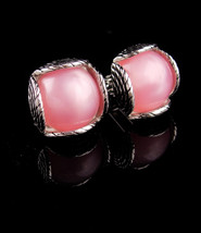 Pink Moonglow Cufflinks - silver tuxedo set - Vintage Jewelry - anniversary gift - £59.95 GBP