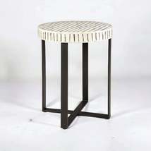 Heritage inlay in antique finish stripe pattern wooden side table/ end t... - $650.00+