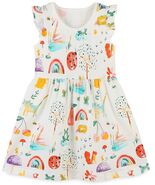 Toddler Girl Dress Sundress Short Sleeve Dinosaur Pink Size 5T - €12,41 EUR