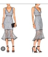 Nicholas Azalia Lace Dress Grey Black Lace Midi Dress V Neck $695, Sz 0 - $138.78 CAD