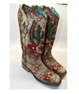 Corral Women&#39;s Cactus Floral Embroidery Overlay Western Boots - £210.50 GBP