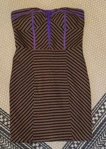 Women’s Bar 111 Mini Dress Size Large Brown Black Purple Striped - £10.97 GBP