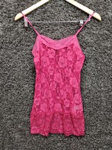 Vanity Shirt Women Small Pink Lace Cami Sheer Floral Cute Sleeveless - £13.11 GBP