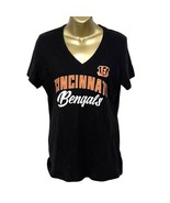 Cincinnati Bengals Womens Medium T-Shirt Black V Neck NFL Team Apparel New - $271.28 MXN