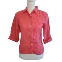 Vintage 90s Talbots Size 6 Petite Irish Linen Casual Coral Pink Button U... - $24.18