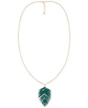 Alfani Gold-Tone Colored Palm Leaf Long Pendant Necklace, 36 + 2 Extender - £18.87 GBP
