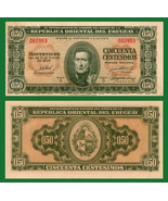 Uruguay P34, 50 Centismios, General José Gervasio Artigas 1939  XF-AU - $3.99
