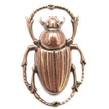 EleganceWithFlair -1- Antique Copper Finish Scarab Beetle Bug brass findings Sta - $6.00