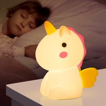 Unicorn Night Light for Girls Bedroom, Rechargeable Silicone Cute Night Light fo - £22.80 GBP