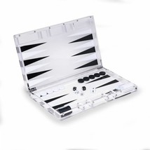 Bey Berk Acrylic 14&quot; Backgammon Set Clear Black/White game pieces - £111.61 GBP