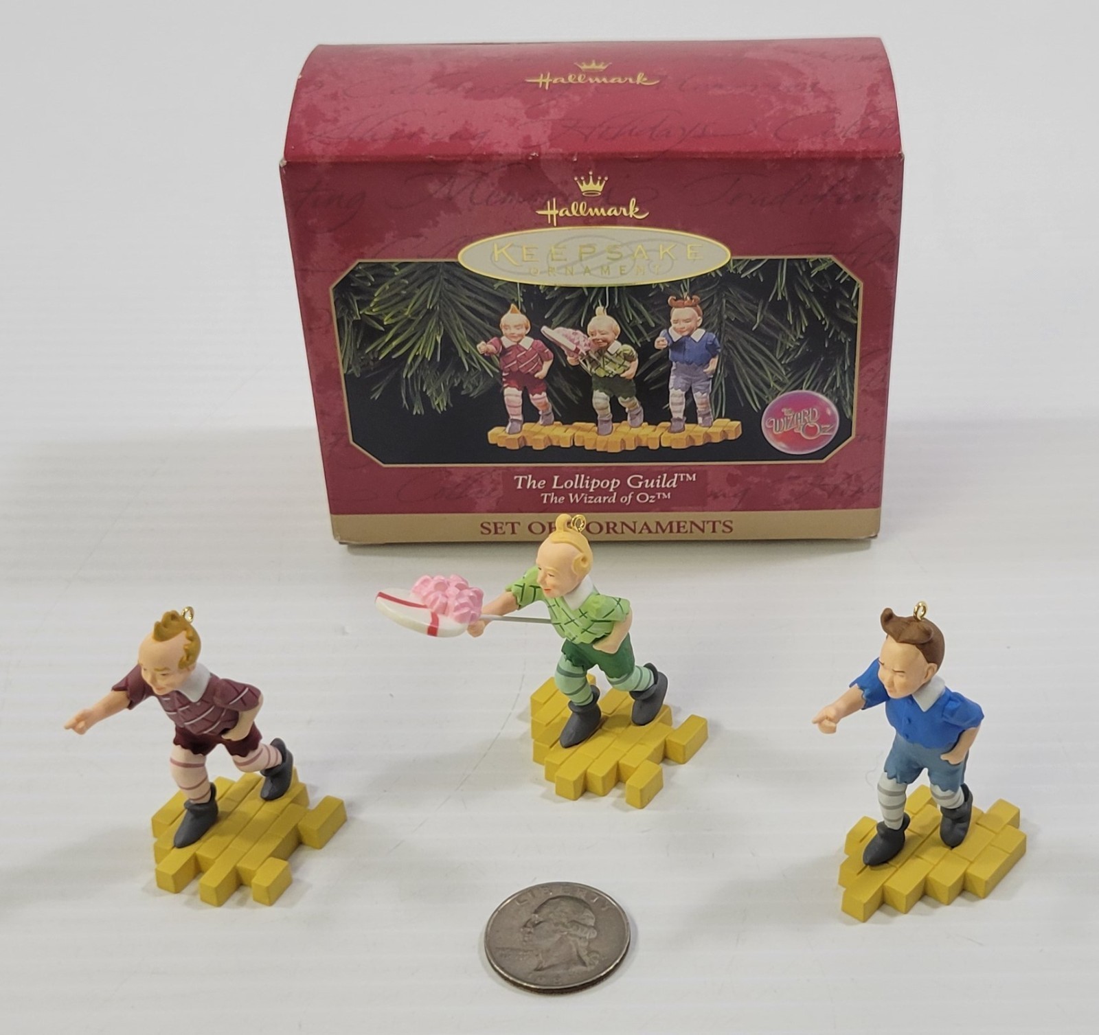 P) Hallmark Keepsake Wizard of Oz Lollipop Guild 3 Miniature Christmas O... - $19.79