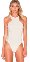 $98 Tularosa Bodysuit XSmall 0 2 White Lace Panels Ribbed Crew Neck Gr8 Gift NWT - £37.66 GBP