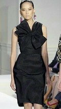 $3,000 Oscar De La Renta Stunning Black Silk Bow Runway Dress Us 0 - £627.73 GBP