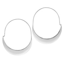 Sleek Shiny Big Basket V-Lock Hoop Sterling Silver Earrings - £14.25 GBP