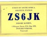 1958 QSL Potchefstroom Transvaal Union of South Africa ZS6JK - $8.91