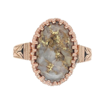 10k Rose Gold 5.10 Carat Genuine Natural Gold Vein Quartz Ring Size 9.25 #J6936 - £1,053.15 GBP