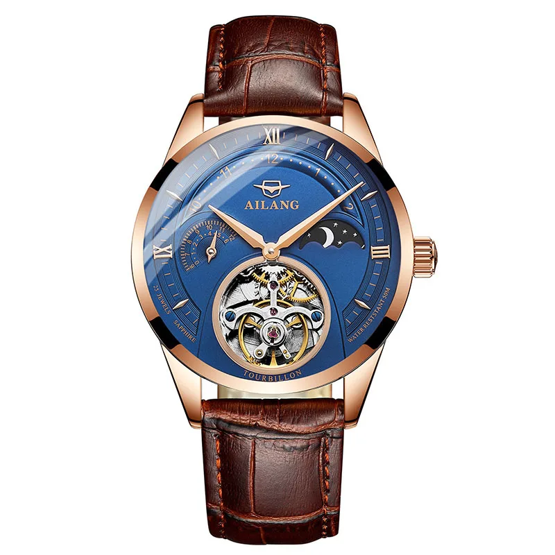  Automatic Mechanical Watch  Men&#39;s     Sapphire Genuine Leather   Tourbillon Hol - £52.56 GBP