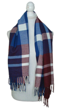 Plaid Print Fringe Long Scarf Wrap Knit Warm Plush Winter Acrylic Large ... - £7.76 GBP