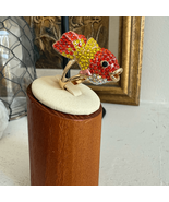Koi Goldfish Orange Red Yellow Rhinestone Gold Tone Fish Ring 7 7.5 - €17,30 EUR