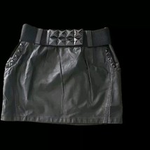 Mischa Barton ~ Black Studded w/Belt ~ BLONDI Skirt ~ Size SMALL ~ Faux ... - $32.73