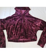 Athleta Cropped Top Hoodie Sweatshirt Pullover Velour Burgundy Women&#39;s L... - $24.00