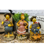 Set of 3 Western Farm Roosters and Hen Chicken Holding Funny Signs Figur... - £41.20 GBP