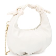 New White Smooth Round Handle Zipper Hand Bag - $43.56