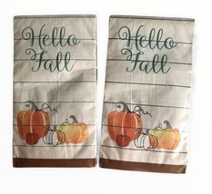 Hello Fall Paper Napkins Guest Towels 2 Pks  20 CT Buffet Thanksgiving P... - $16.90