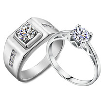 Engraved 1.65 Carat Diamond White Gold Couples Wedding Bands - £56.48 GBP