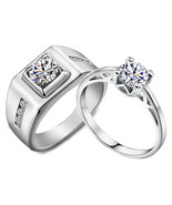 Engraved 1.65 Carat Diamond White Gold Couples Wedding Bands - €62,24 EUR