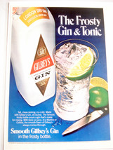 1980 Color Gilbey&#39;s Gin Ad The Frosty Gin &amp; Tonic - £6.26 GBP