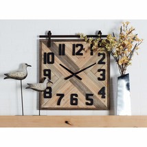 Modern 27 X 24 Inch Wood and Iron Square Wall Clock Studio 350 Brown - $112.83