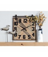 Modern 27 X 24 Inch Wood and Iron Square Wall Clock Studio 350 Brown - £86.50 GBP